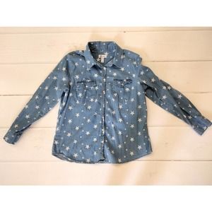 Denim & Co. Star denim shirt women size medium